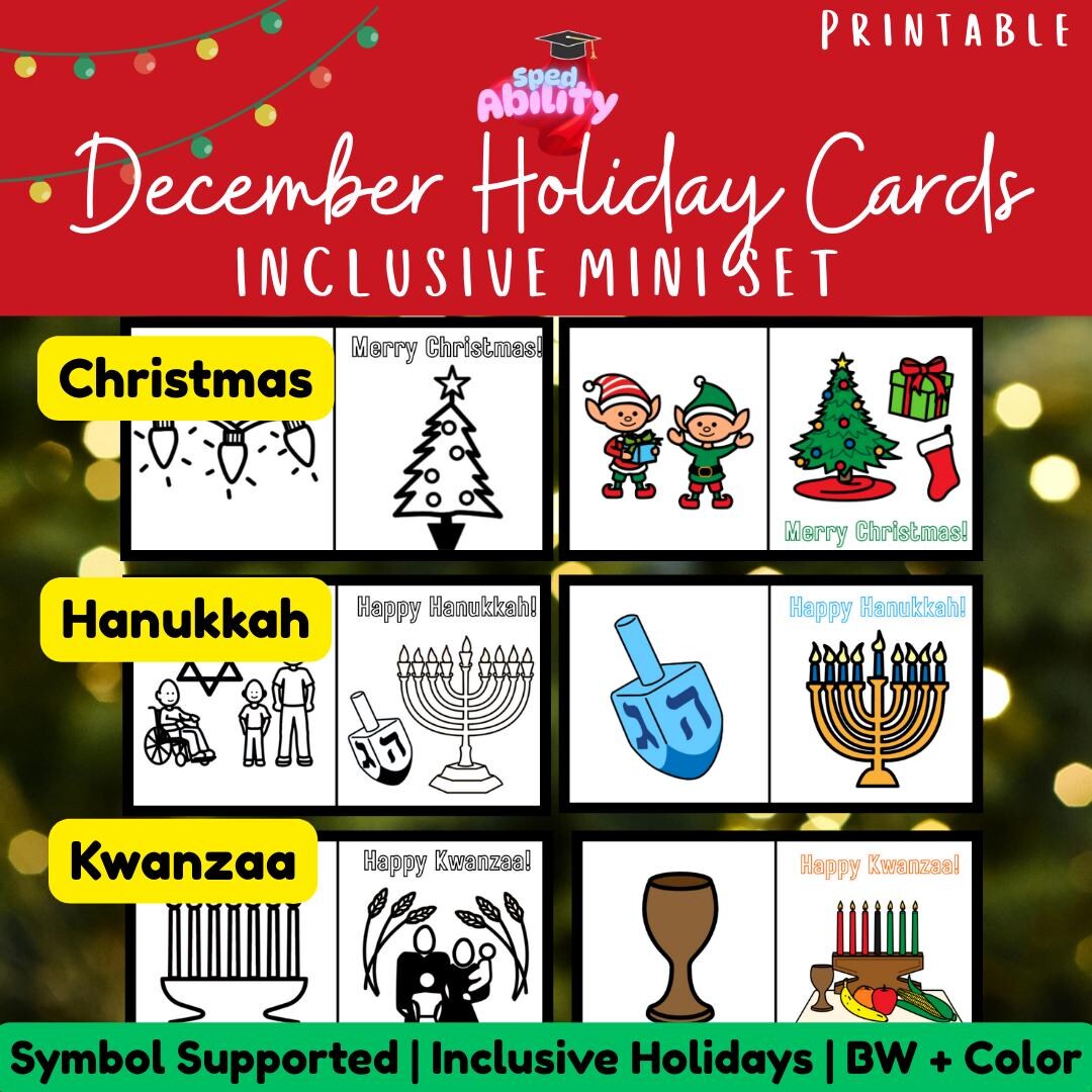December Holiday Greeting Cards | Christmas Hanukkah Kwanzaa | BW ...
