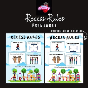 Recess Rules Poster | Visual Symbols | Visual Reminder of Expectations | Classroom Management | Printable PDF