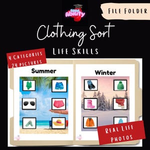 FILE FOLDER Activity | Life Skills | Sorting Clothing by Season | Special Education | Printable PDF
