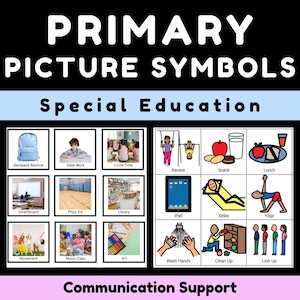 Symboles visuels pour le primaire | Communication visuelle pour les emplois du temps quotidiens | Éducation spécialisée | PDF imprimable