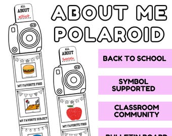 All About Me Polaroid | Back to School Icebreaker Craft Activity | Symbol Options | 2 Ways to Modify | First Week Lesson | PDF