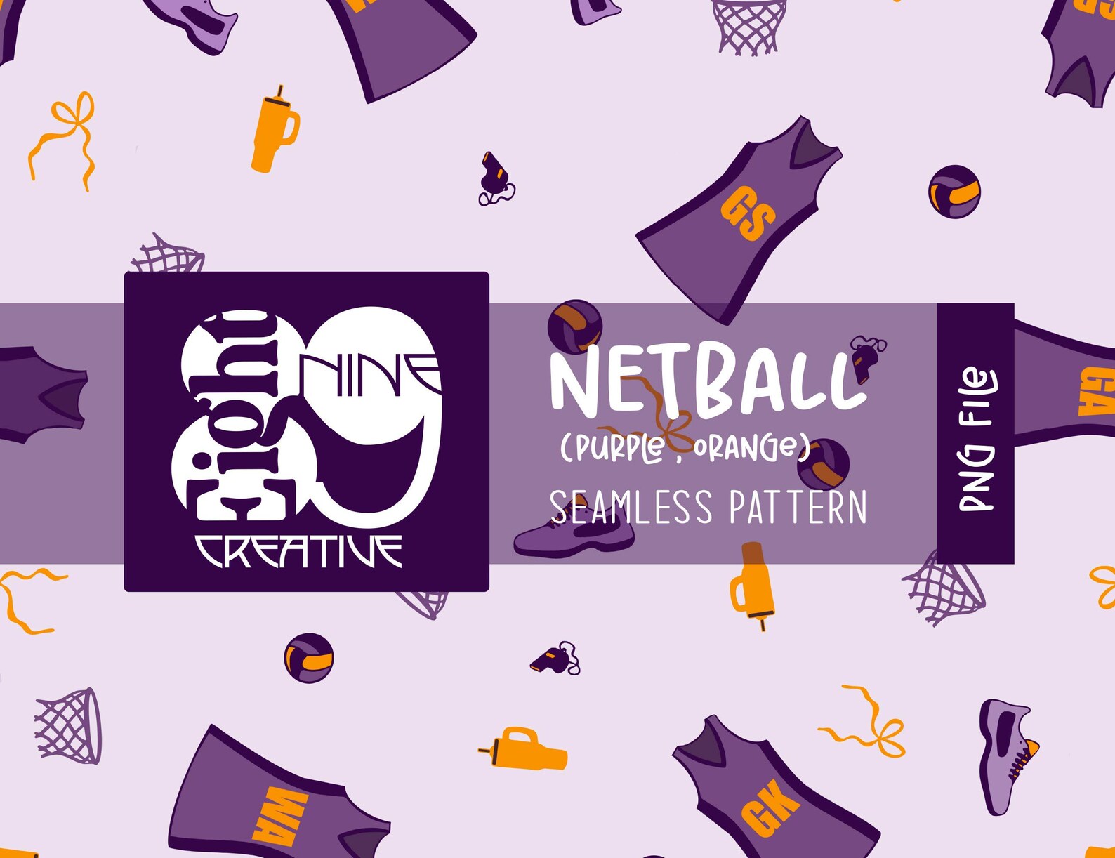 Netball Seamless Pattern - Hand Drawn- Netball Digital Paper - Netball ...