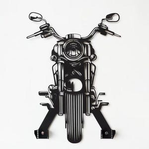 Soporte de metal personalizado para casco de motocicleta, soporte de pared personalizado para motociclista, gancho para casco y chaqueta de motocicleta, arte de pared para garaje, regalo de motociclista para hombre.
