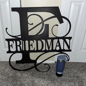 Letrero metálico con monograma de apellido personalizado / Arte mural con apellido personalizado / Letrero metálico con letras para decoración del hogar / Regalo de boda e inauguración de la casa