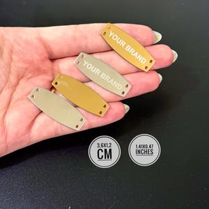Personalized Stainless Steel Tags & Label for Handmade Items, Personalized Laser Engraved Logo Label, Clothing and Bag Tags, Brand Label