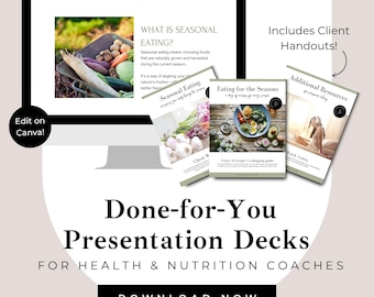 Seasonal Eating Canva Slide Deck Presentation: Health Coach Template