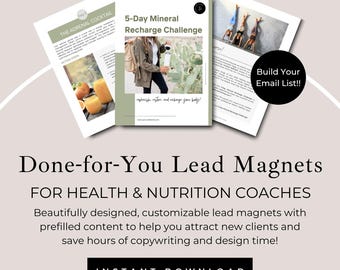 Desafío de Recarga Mineral: Plantilla de Canva para Lead Magnet de Nutricionista (Desafío de 5 días, descarga digital)