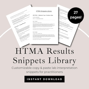 Bibliothèque d'extraits de rapport client HTMA | Explication des résultats de l'analyse minérale des tissus capillaires | Modèle copier-coller pour coach nutrition santé