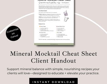 Recetas de cócteles suprarrenales / Folleto de cócteles sin alcohol minerales para asesores de salud / Plantilla de recursos para clientes de Canva