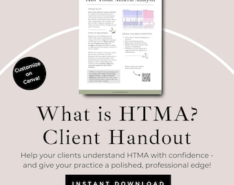 Folleto para clientes de HTMA: Análisis de minerales en el tejido capilar, folleto para asesores de nutrición (plantilla de Canva)