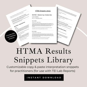 Raccolta di frammenti di report del cliente HTMA, analisi dei minerali dei tessuti dei capelli, risorse per coach di nutrizionisti, foglio di calcolo di Google Doc, minerali