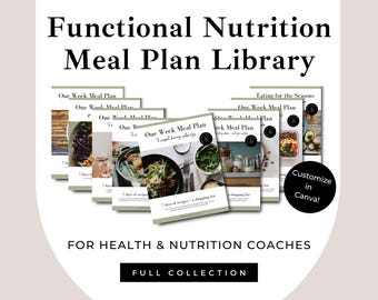 Paquete de planes de alimentación de nutrición funcional para entrenadores de salud / 9 planes de alimentación semanales / Salud intestinal, glucosa en sangre, minerales / Guía de nutrición para el cliente