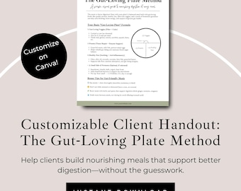 El Método del Plato que Ama el Intestino: Guía Visual de Comidas para Coaches de Bienestar (Folleto Editable de Canva)