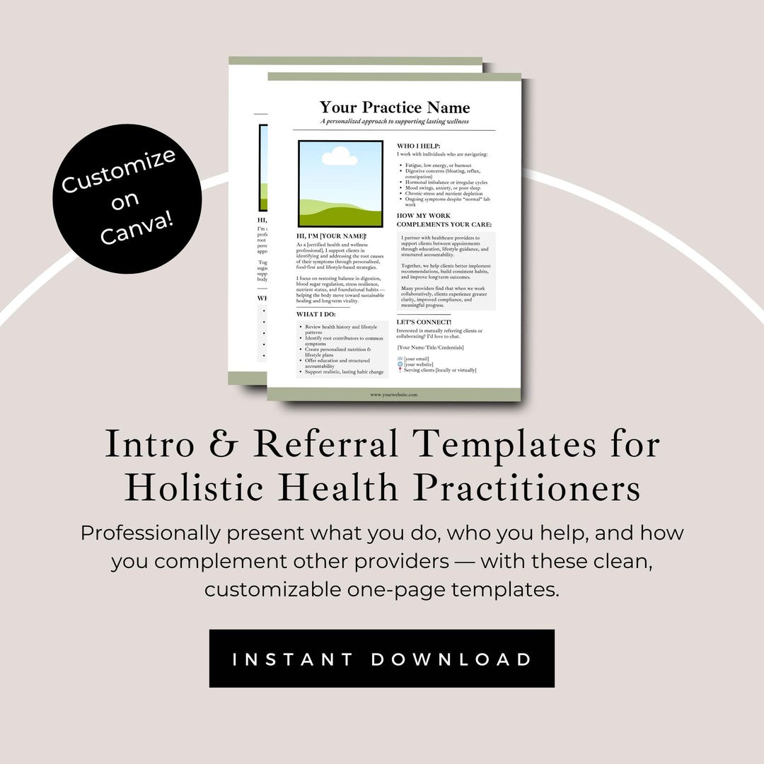 Practitioner Guide Hand Out Health Coach Referral Handout | Editable Canva Intro Flyer Template ...