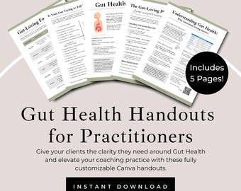 Paquete de inicio para la salud intestinal para asesores de salud / Material educativo para clientes / Plantillas de Canva sobre nutrición funcional