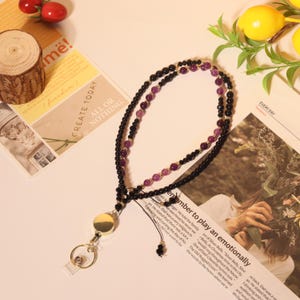 Extendable Practical Bead Lanyard,Personalized Lanyard,Teacher Gift,Wood Bead Lanyard,Beaded Badge Accessory,Id Lanyard for Teachers Nurse