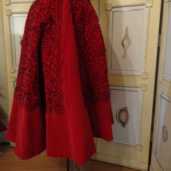 Vintage 1950's Full Circle Skirt /  Red Velvet skirt