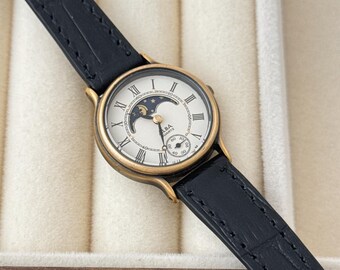 Vintage Seiko Alba Sun and Moon Watch With Leather Strap, Classic