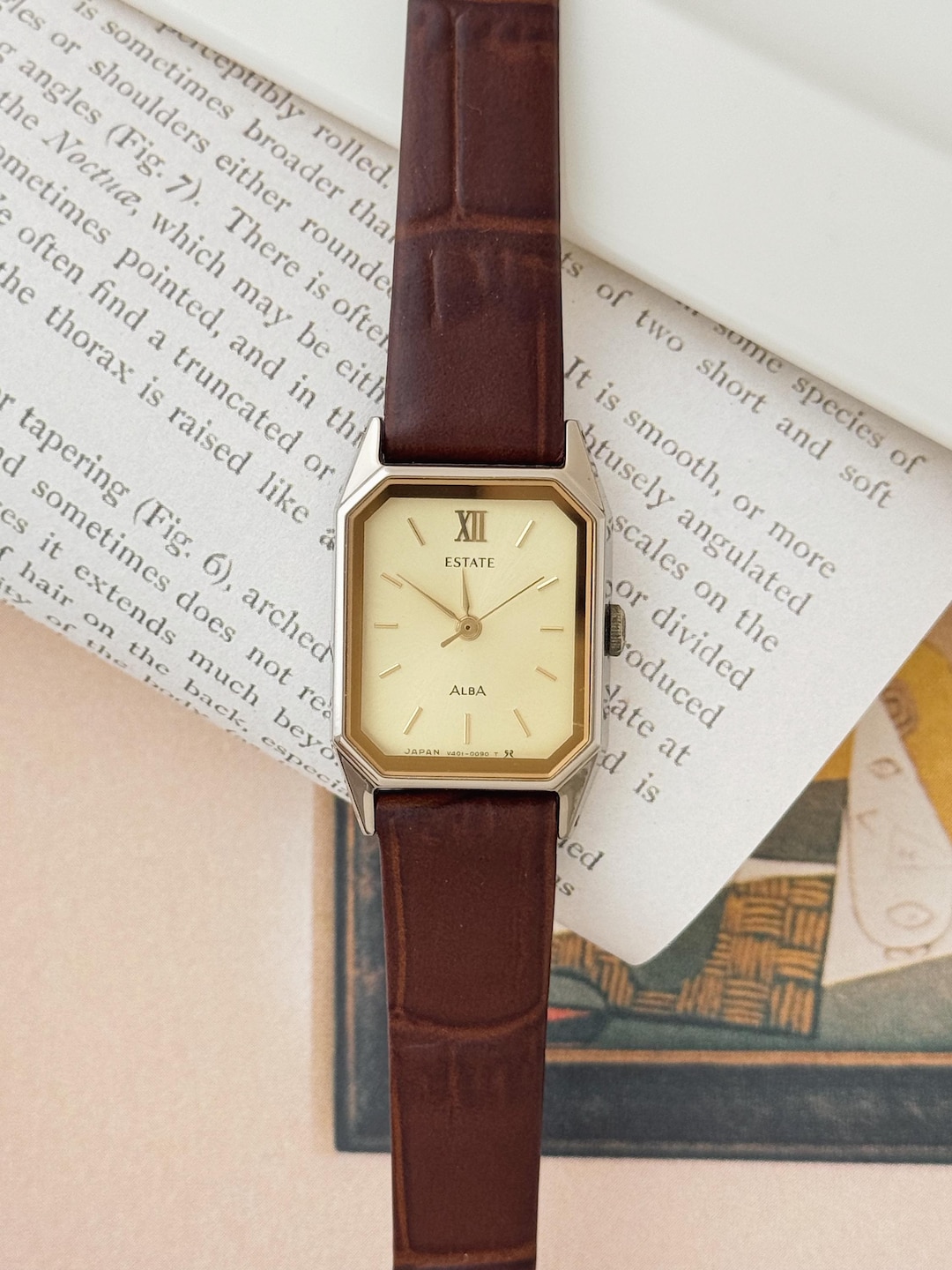 Vintage Alba Estate Seiko Gold Tone Quartz Watch With Leather