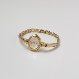 Courreges Gold Tone Watch, Bangle Style Bracelet Watch, Women WristWatch, Made in Japan