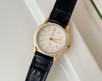 Vintage Seiko Gold Tone Octagon Case Watch With Leather Strap