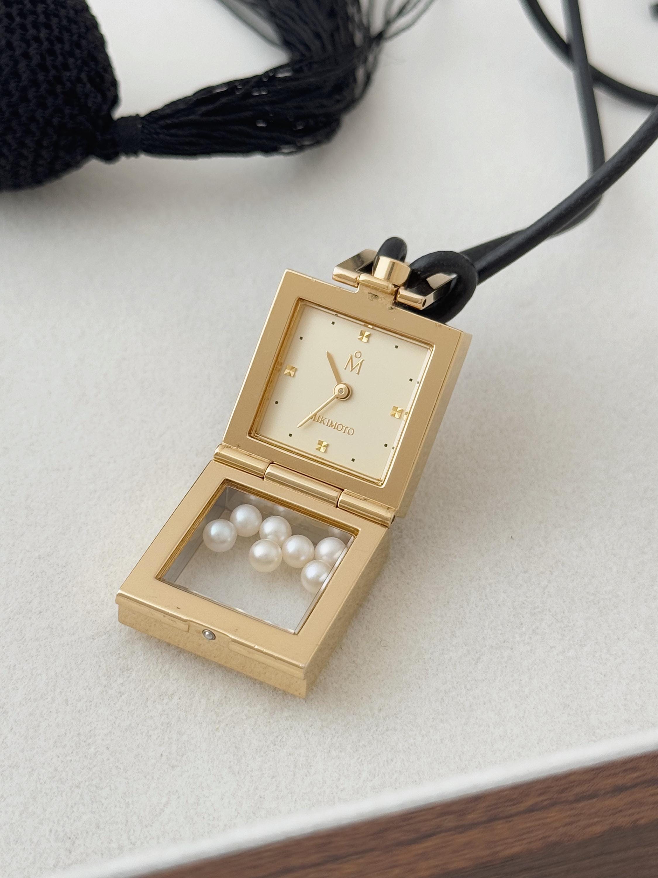 Vintage Mikimoto Pendant Watch With Akoya Cultured Pearls and