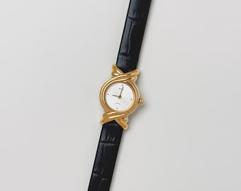 Avon Gold Tone Watch, Leather Straps Watch, Women WristWatch, Made in Japan