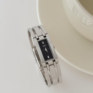 Vintage Seiko Lassale Silver Tone Bangle Watch, Vintage Women&#39;s Wristwatch