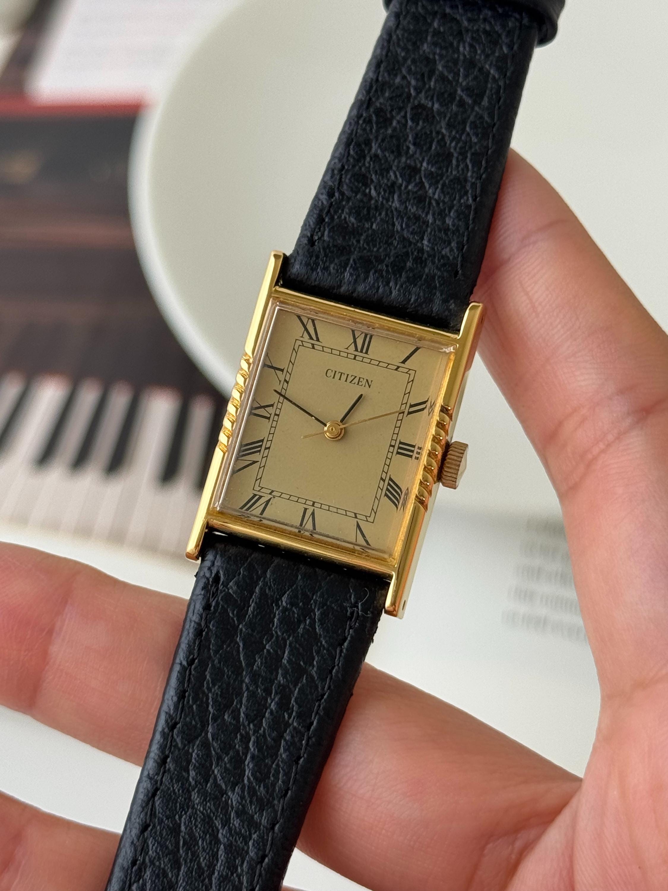 Vintage Citizen Manual Winding Gold Plated Tank Watch, Roman