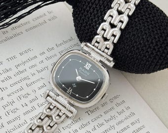 Vintage André Mouche Enamel Floral Pendant Watch With Chain