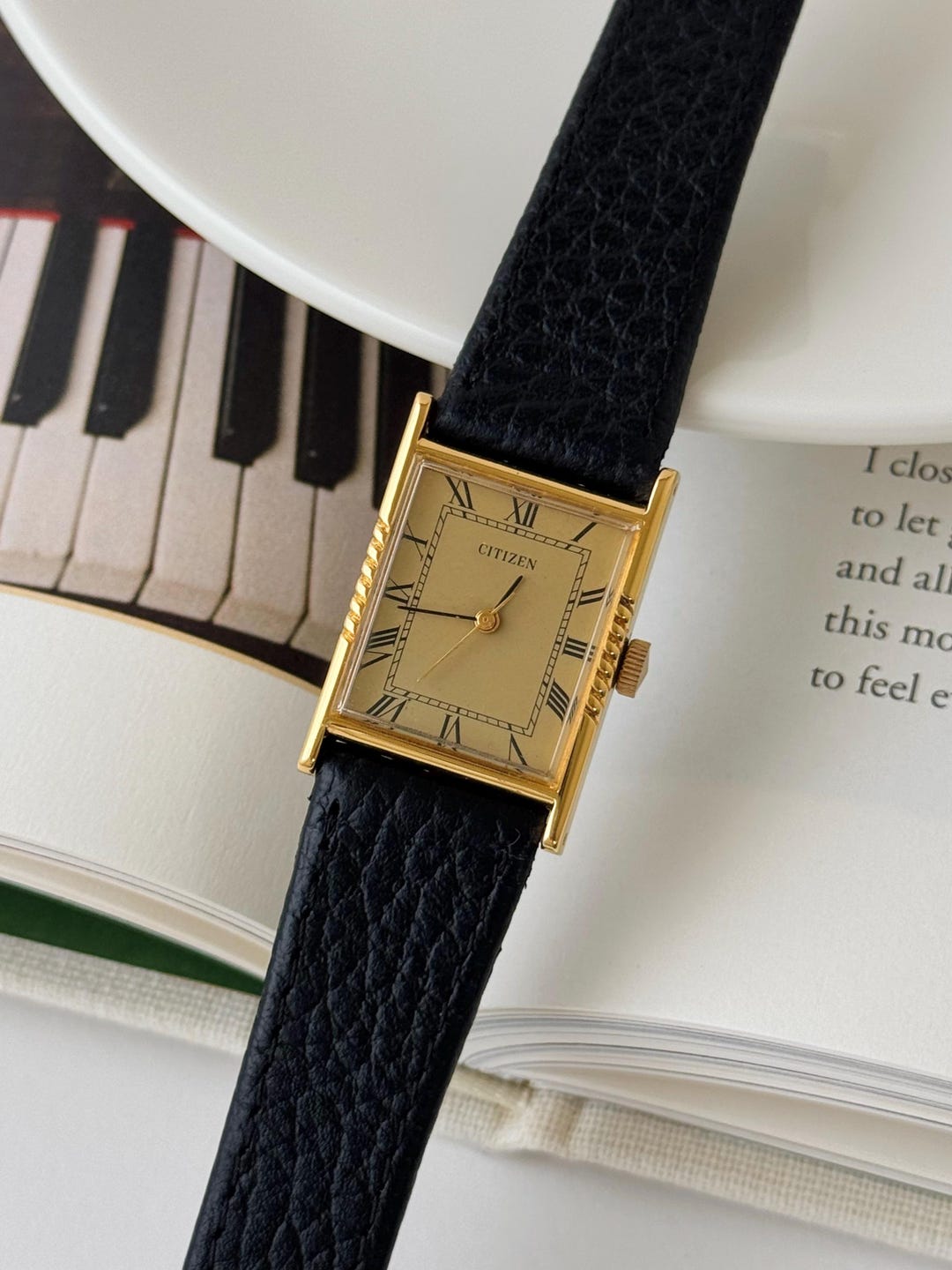 Vintage Citizen Manual Winding Gold Plated Tank Watch, Roman