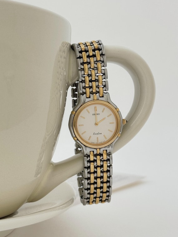 Vintage Seiko Exceline Two-tone Bracelet Watch, Vintage