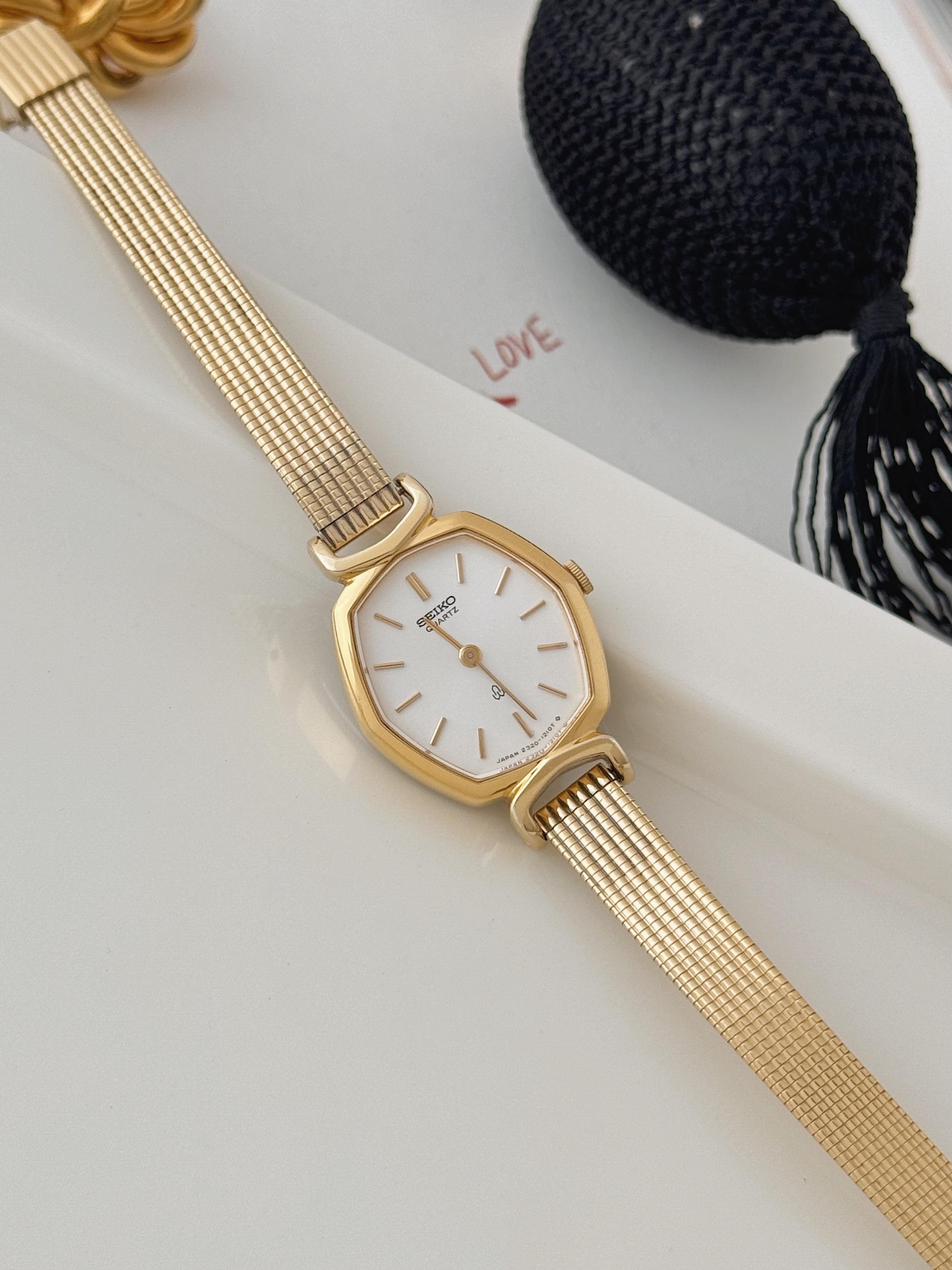 Vintage Seiko Octagon Case Mother of Pearl Dial Ladies Gold-Tone Dress Watch Seiko Octagon Watch Women - Etsy main image 2