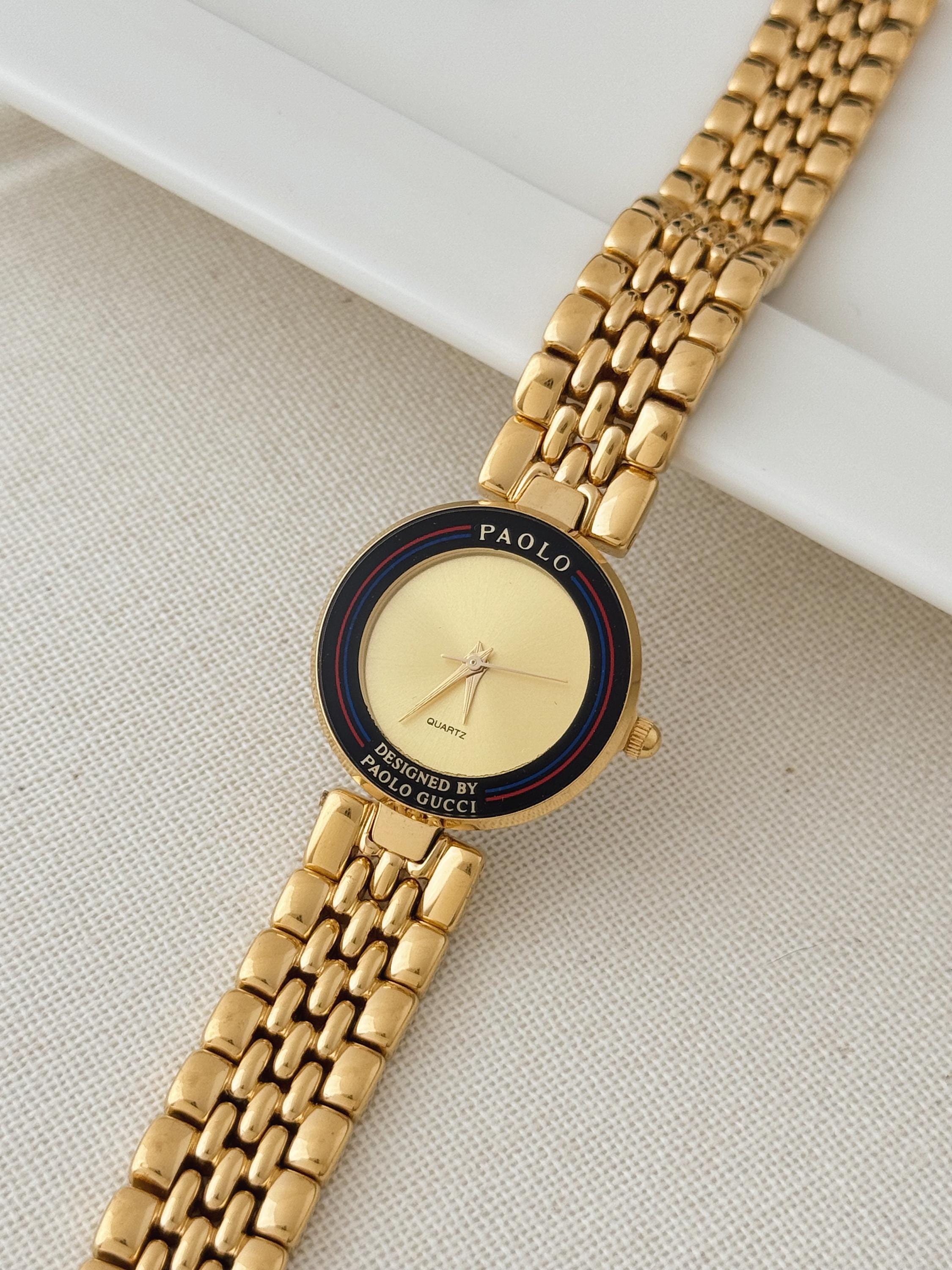 Vintage Paolo Gucci Gold Tone Bracelet Watch, Vintage Women's