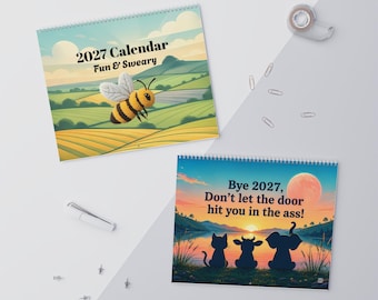 2027 Calendar 2027 Funny Swearing Calendar Funny Animal Calendar Funny Rude Quote Calendar Gift for Friends Gift For Coworker Gift