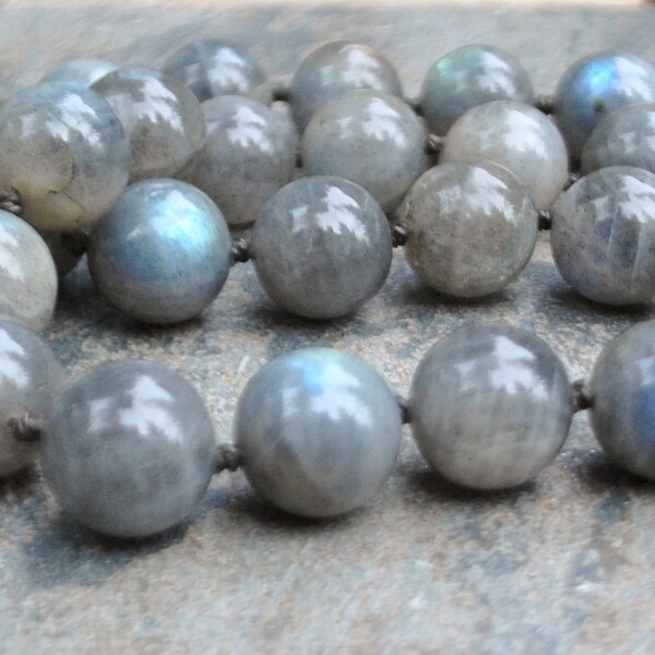 Labradorite Necklace, Blue Fire Labradorite Necklace, Statement Necklace, Blue, Gray, Shimmer, Strand Necklace, Celestial