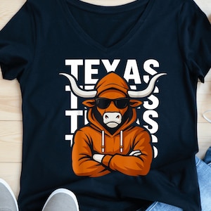 Texas Longhorn Bull Cool Hoodie PNG | Cowboy Western Cow Head Sunglasses Clipart | Rodeo Ranch Farm Sublimation Design