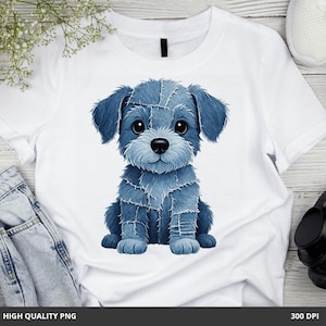 estampa de cachorro png | arte de cachorro em patchwork jeans | clipart retrô de animais | design de camiseta unissex | sublimação engraçada de cachorro | png de animal de estimação vintage