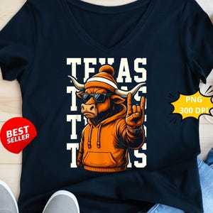 Texas Longhorn Bull Cool Hoodie PNG | Cowboy Western Cow Head Sunglasses Clipart | Rodeo Ranch Farm Sublimation Design