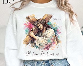 Brushstroke Glitter Easter, He is Risen PNG, Christian Easter Sublimation File, Oh How He Loves Us PNG Design,Hand Drawn, Digital Download