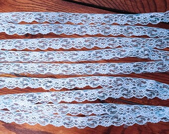 Blue Flat Lace 1" 10 yards, Lingerie, Wedding, Sewing Notion, Crafting, Card Making, Scrapbooking, Trim Blue  from Pieces Parts #L016