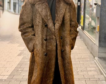 新品カナダ産長毛ビーバー毛皮コートジャケットメンズ男性サイズサイズ