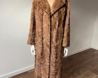 Full-Lengh Golden Mink Vintage Fur Coat - Size L-XL I Genuine Fur for Women