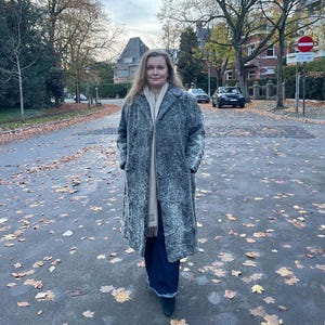 Manteau Fourrure Astrakan Gris Taille M Borello Turin - Design Italien Neuf