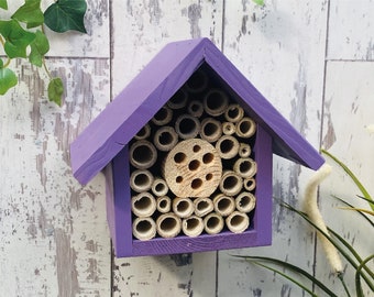 Single Tier Insect and Bee Hotel, Purple Pansy. Can be personalised. FREE DELIVERY!