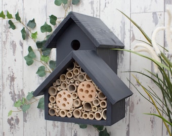 The Birds and the Bees, Bird Box & Bee Hotel, Urban Slate, Nesting box and Insect House, Gardener,Large. Can be personalised. FREE DELIVERY!