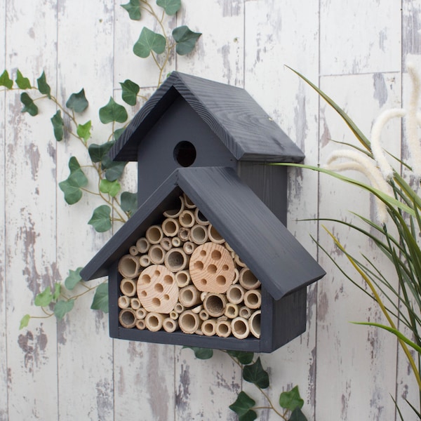 The Birds and the Bees, Bird Box & Bee Hotel, Urban Slate, Nesting box and Insect House, Gardener,Large. Can be personalised. FREE DELIVERY!