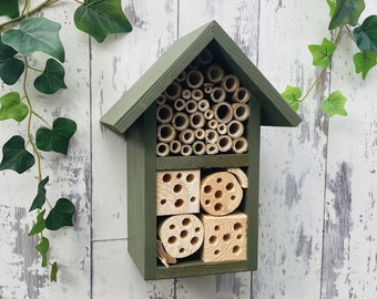 The perfect gift, Two Tier Insect and Bee Hotel, in 'Old English Green'. Can be personalised. FREE DELIVERY!