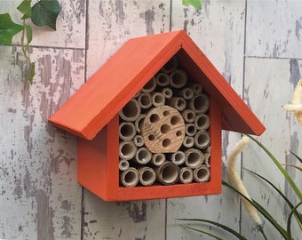 Mason Bee House, Single Tier, in 'Honey Mango'. Can be personalised. FREE DELIVERY!