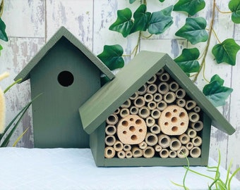 The Birds and the Bees, Bird Box & Bee Hotel, Old English, Nesting box and Insect House. Large. Can be personalised. FREE DELIVERY!.